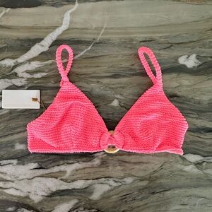 Pink Textured Bikini Top